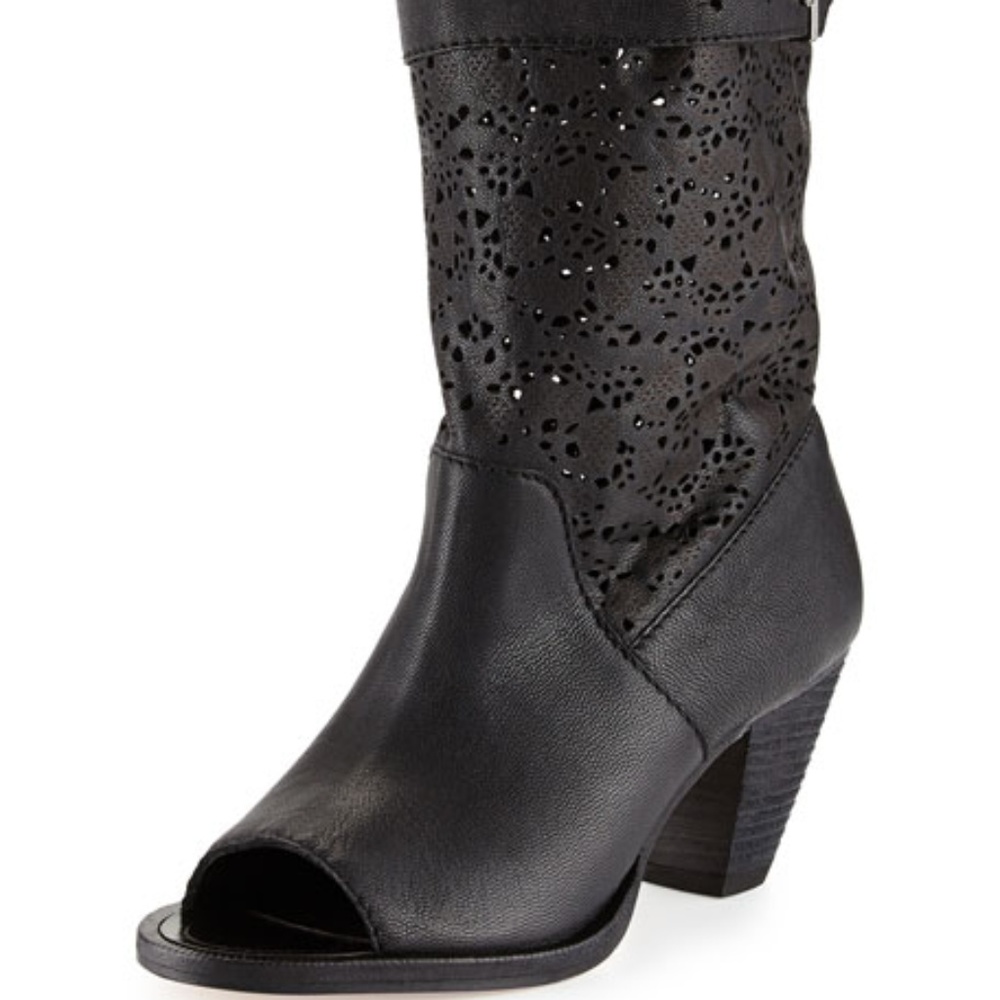 Alice + Olivia Catherine Laser-Cut Peep Toe Bootie - Picture 2 of 8